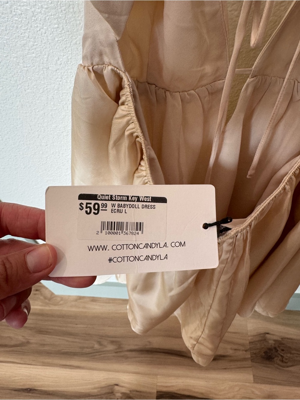 Ruffle Strap Cream Dress - Picture 3 of 4